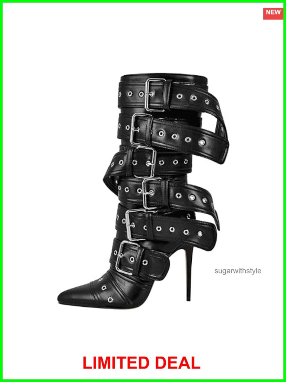 LISHAN Women's Mid Calf Stiletto Heel Boots Pointed Toe Ankle High Bootie